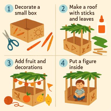 Sukkot bayramı için sukkah yapmak için desen