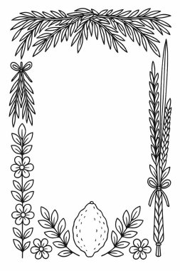 Sukkot bayramı için siyah-beyaz biçiminde metin çerçevesi