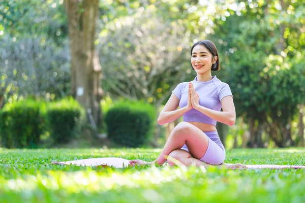 stock image The Girl exercise in the Beautiful garden. High quality photo