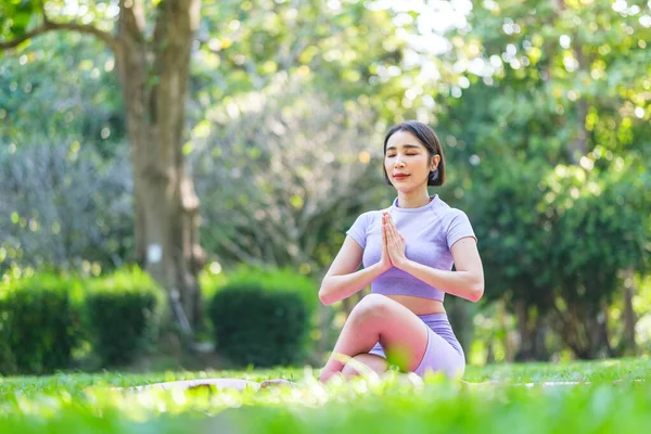 stock image The Girl exercise in the Beautiful garden. High quality photo