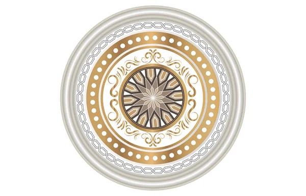 Gergin Tavan Dekorasyon Görüntüsü Beyaz Altın Rengi Dekoratif Dairesel Tavan — Stok fotoğraf