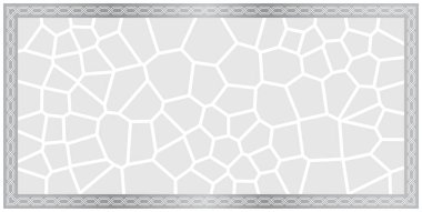 Gergin tavan dekorasyon modeli. Parlak gri dekoratif çerçeve ve düzensiz siyah hücre şekli arkaplanı