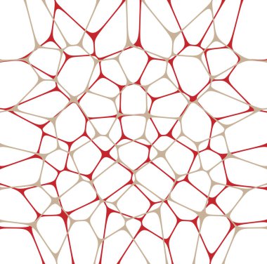 Beyaz arka planda kırmızı ve kahverengi hücresel doku. Voronoi stili dekoratif desen.