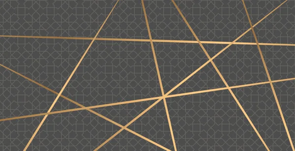 Decorative wallpaper background. Gold color lines and geometric pattern on black background. Wallpaper design.