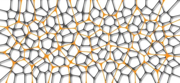 Voronoi texture in black and orange color. Geometric pattern in the form of a lattice. It can be used as a stretch ceiling decoration image and modern wallpaper.