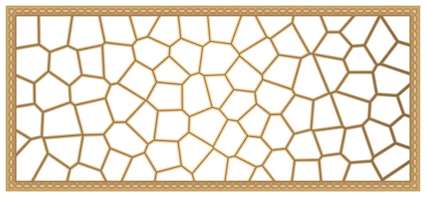 Voronoi texture in golden color. Geometric pattern in the form of a lattice. It can be used as a stretch ceiling decoration image and modern wallpaper.