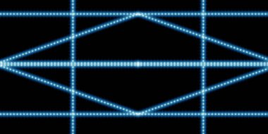 Shiny blue stars in line shape. Abstract decorative glitter neon background.