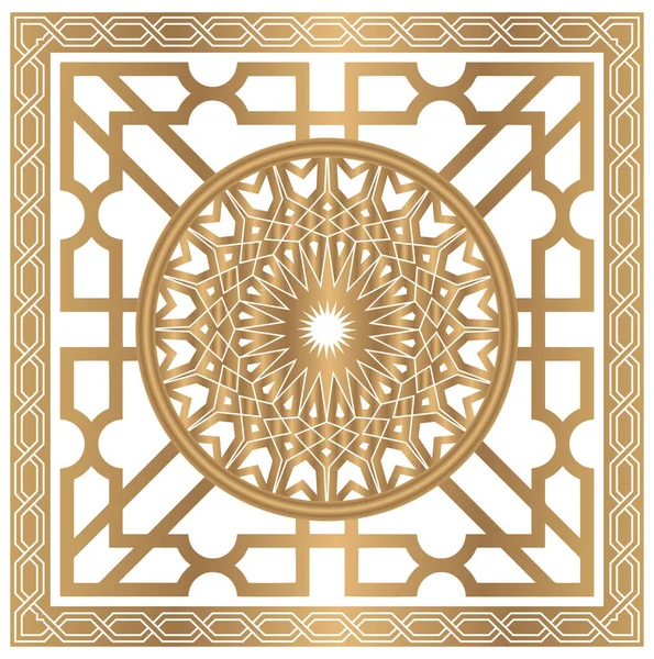 Pola Dekorasi Ceiling Berkilau Warna Emas Dekoratif Bingkai Motif Islam — Stok Foto