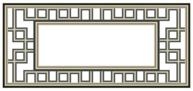 Dekoratif 3D çerçeve ve beyaz arkaplanda çizgili desen. Gergin tavan dekorasyon resmi.