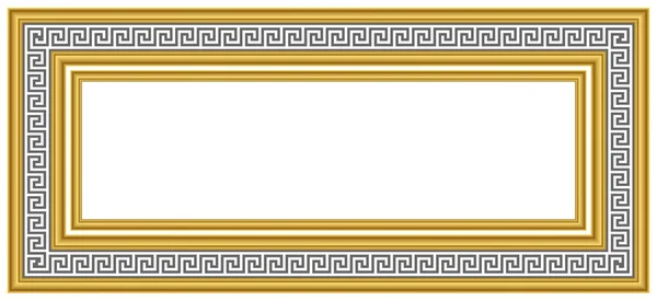 Gouden Gele Horizontale Lange Plafonddecoratie Reliëf Decoratieve Griekse Stijl Frame — Stockfoto