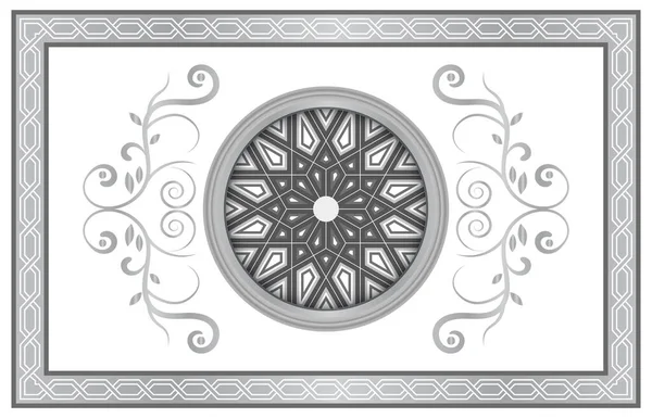 Šedá Barva Kaligrafický Vzor Mandala Kruhovým Motivem Strop Dekorace Obrazu — Stock fotografie