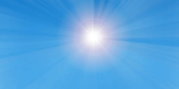 Extremely hot weather. Shining sunbeams and cloudless blue sky.