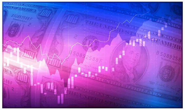 Borsanın soyut grafiği ve dolar arkaplanındaki finansal veriler. Büyüme, ticari mali yatırım veya ekonomik konsept.