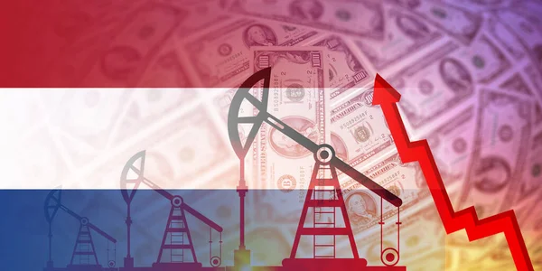 Nederlandse Vlag Olie Gas Brandstof Industrie Crisisconcept Economische Crisis Recessie — Stockfoto