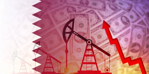 Прапор Катару Нафта Газ Паливна Промисловість Кризова Концепція Економічна Криза — стокове фото