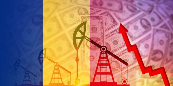 Roemenië Vlag Olie Gas Brandstof Industrie Crisis Concept Economische Crisis — Stockfoto