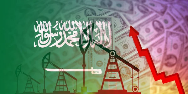 Саудівська Аравія Прапорець Нафти Газу Паливної Промисловості Кризової Концепції Економічна — стокове фото