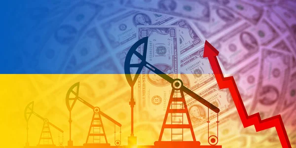 Oekraïne Vlag Olie Gas Brandstof Industrie Crisis Concept Economische Crisis — Stockfoto