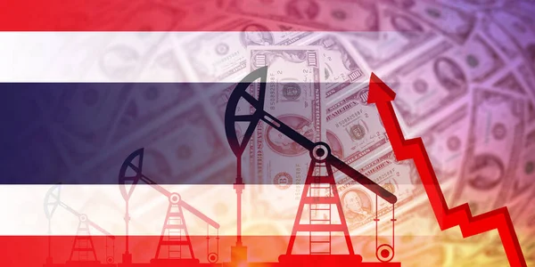 泰国以石油 天然气 燃料工业和危机概念为旗帜 经济危机 价格图表 股票市场 外汇经济 石油生产 — 图库照片