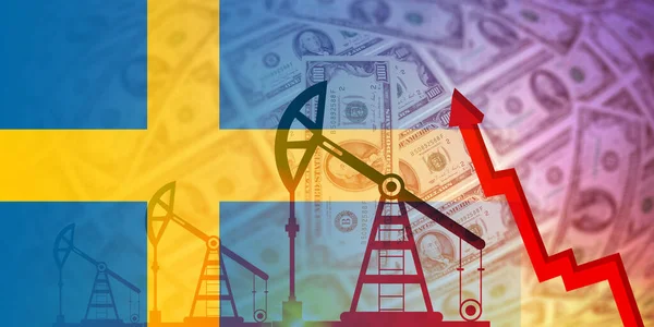 Zweden Vlag Olie Gas Brandstof Industrie Crisis Concept Economische Crisis — Stockfoto