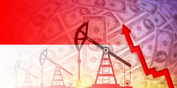 Indonesië Vlag Olie Gas Brandstof Industrie Crisis Concept Economische Crisis — Stockfoto