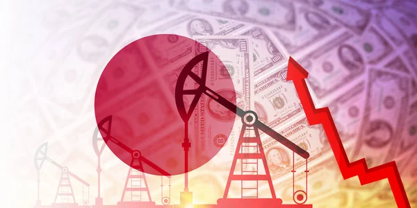 Giappone Bandiera Petrolio Gas Industria Del Carburante Concetto Crisi Crisi — Foto Stock