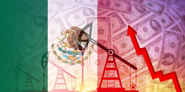 Bandera México Petróleo Gas Industria Del Combustible Concepto Crisis Crisis —  Fotos de Stock