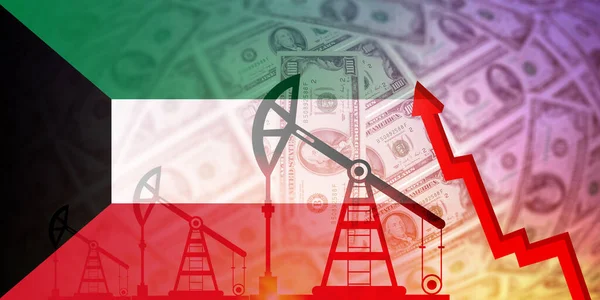 Bandeira Kuwait Petróleo Gás Indústria Combustíveis Conceito Crise Crise Económica — Fotografia de Stock