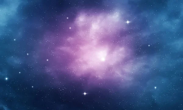 Purple nebula lights and shining stars outside the milky way galaxy
