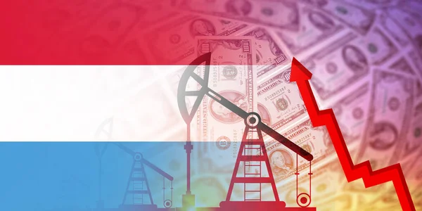 Люксембурзький Прапор Нафта Газ Паливна Промисловість Кризова Концепція Економічна Криза — стокове фото