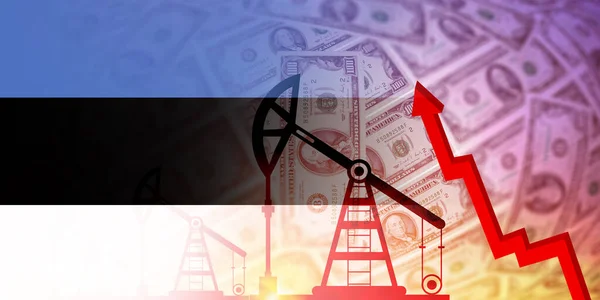 Естонський Прапор Нафта Газ Паливна Промисловість Кризова Концепція Економічна Криза — стокове фото