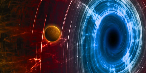 Riesiges Schwarzes Loch Verschluckt Den Planeten Den Tiefen Des Alls — Stockfoto