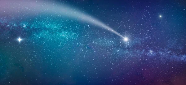 Estrellas Brillantes Luces Cometas Nebulosas Espacio Oscuro Universo Vía Láctea — Foto de Stock