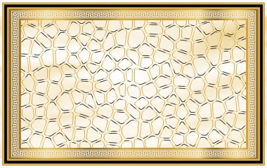 Gergin tavan dekorasyon resmi - desen. Parlak metalik sarı dekoratif çerçeve ve geometrik motif.