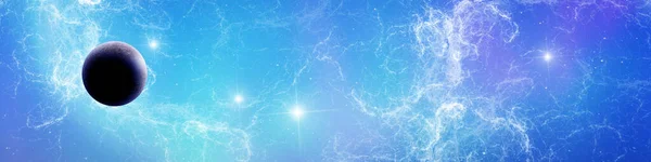 Alien Planet Nebula Lights Shining Stars Space Panoramic Universe Background — Stock Photo, Image