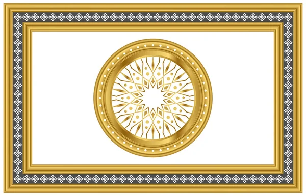 Stretch Plafondbeeld Circulaire Islamitische Ornament Motief Het Midden Glanzend Goudgeel — Stockfoto