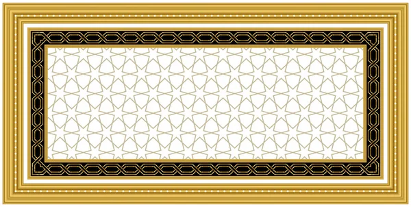 天井飾りのイメージ 装飾的な黄金の黄色のフレームとイスラムのモチーフの背景 ストレッチ天井や壁の装飾用テクスチャとして使用できます — ストック写真