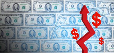 Amerikan Doları yükseliyor. Dolar döviz kuru yükseliyor. Ulusal para birimleri Amerikan dolarına karşı değer kaybediyor. Dolar değişimleri.  