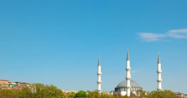 緑の木々の間のモスクの眺め イスラムの背景写真 — ストック写真