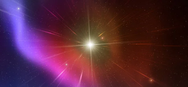 Λαμπερά Αστέρια Και Μακρινά Φώτα Γαλαξιών Στο Βαθύ Διάστημα — Φωτογραφία Αρχείου