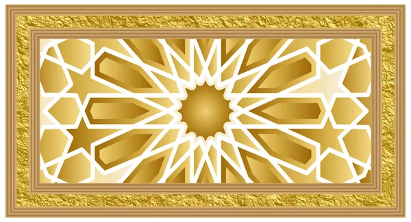 Iszlám Minta Tervezés Dekoratív Keret Iszlám Háttér Motívum Arany Színű — Stock Fotó