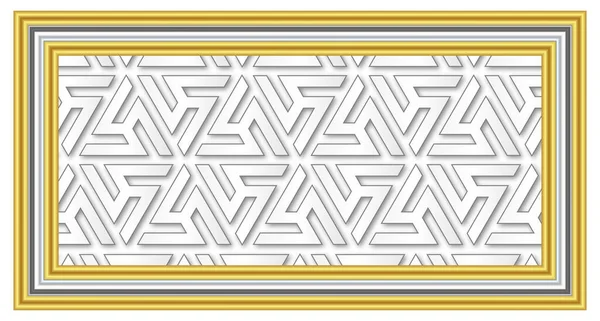 Islámský Styl Geometrický Vzor Zlatý Reliéfní Rám Dekorativní Protažení Stropu — Stock fotografie
