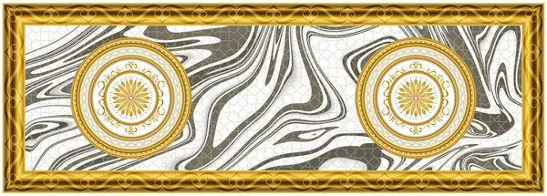 Luxe Stretch Plafond Ornament Afbeelding Gouden Gele Decoratieve Frame Mandala — Stockfoto
