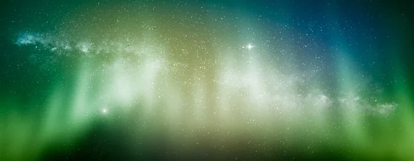 Зеленое Северное Сияние Aurora Borealis Галактика Млечный Путь Звездные Огни — стоковое фото