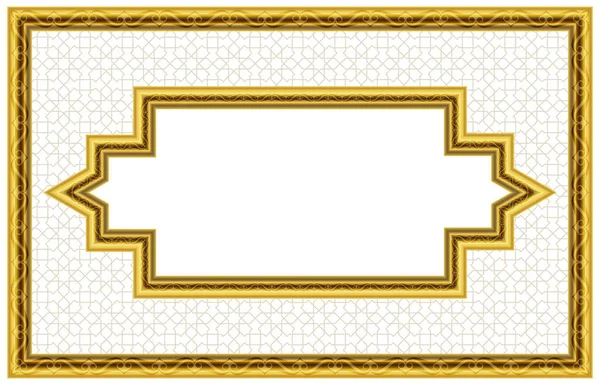 Imagem Decoração Teto Esticado Moldura Decorativa Ouro Padrão Geométrico — Fotografia de Stock