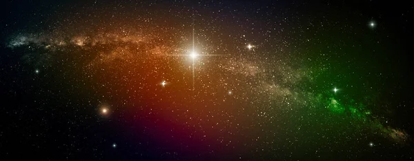 Πανοραμική Εικόνα Του Σύμπαντος Λαμπερά Αστέρια Στο Γαλακτώδη Γαλαξία Τρόπο — Φωτογραφία Αρχείου