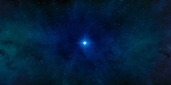 Λαμπερό Αστέρι Στα Βάθη Του Διαστήματος Στο Νυχτερινό Ουρανό — Φωτογραφία Αρχείου