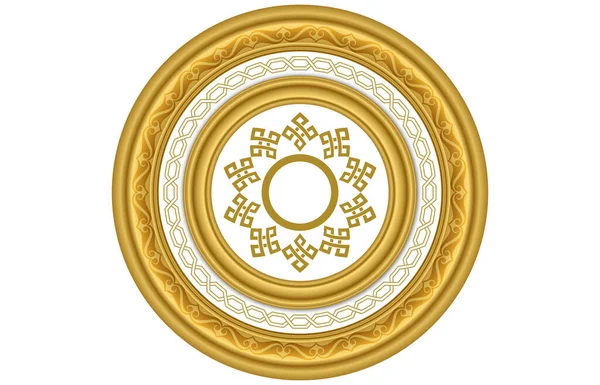 Zlatá Barva Kruhový Strop Ornament Vzor Roztáhnout Strop Dekorace Motiv — Stock fotografie