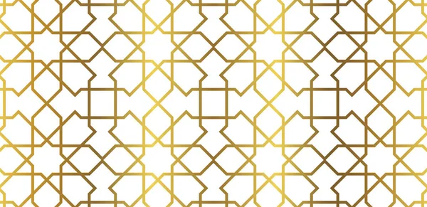 白色背景上的金黄色几何伊斯兰图案 — 图库照片
