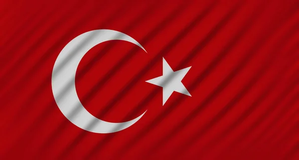 适用于高质量数字印刷的波纹织物土耳其国旗图像 — 图库照片